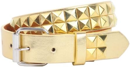 Kids 1" Snap On Punk Rock Gold Star Studded Leather Belt