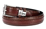 Stacy Adams 6-027 Snake Skin with Leather Embossed Croco and Lizard Mens Leather Belt, Nickel Brushed Buckle