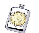 4oz Pewter Pocket Flask Celtic Cross Brass