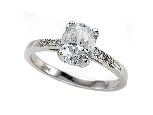 Zoe R(tm) White CZ Engagement Ring with Diamonds LIFETIME WARRANTY