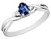 Blue Sapphire Gemstone Ring with Diamonds in White Gold