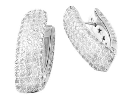 Star Hoop Sterling Silver Earrings with Clear Crystals