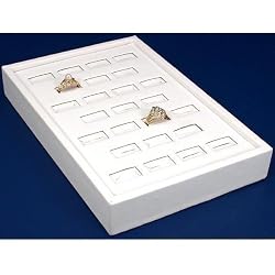 White Leather 25 Slot Ring Display Tray Jewelry Case