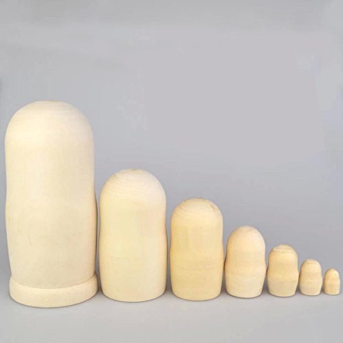 MAGIKON Set of 7pcs Unpainted Russian Nesting Doll , Blank Doll , Make Your Own Doll , 8