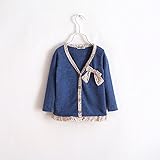 Candyids カーディガン キッズ 子供 女の子 ガールズ フリル 春 秋 冷房対策 キッズ 発表会入園 結婚 式 パーティー 等に (140cm, ブルー)