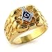 Nugget Style Masonic Ring - Blue Background Sizes 8-13