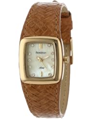 Armitron Womens 75/5089CMGPHY Gold-Tone Honey Brown Woven Leather Strap Watch