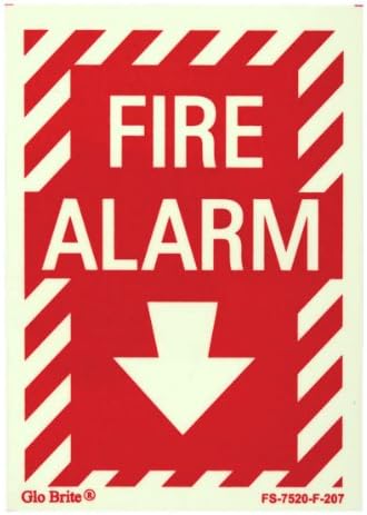 Jessup Glo Brite Fire Alarm Sign with Arrow (5-Inch x 7-Inch)