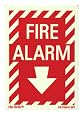 Jessup FS-7520-F-207 Fire Alarm - Sign with Arrow, Photoluminescent Letters on Red Background, 5-by-7-Inch