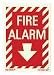 Jessup FS-7520-F-207 Fire Alarm - Sign with Arrow, Photoluminescent Letters on Red Background, 5-by-7-Inch