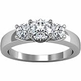 14K White Gold Diamond Three-Stone Engagement Ring - 1.00 Ct.