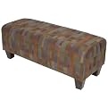 Neutral Weave Stripe 6-Button Tufted Bench - Blue