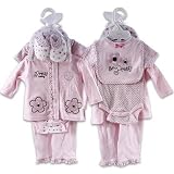 7pk Pink Flower Baby Clothes Layette Gift Set For Baby Girls (6-9 months)