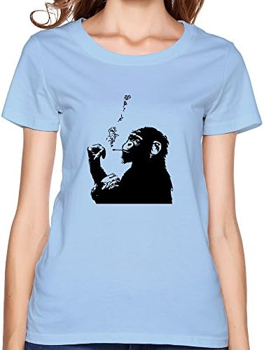 MeiLee Women's Smoking Gorilla T-shirt SkyBlue XXL