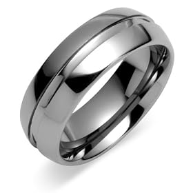 Rounded Edge with center indentation 8mm Comfort Fit Mens Tungsten Carbide Wedding Band Ring Size 10