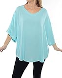 WeBeBop Womens Plus Size Solid Aqua Blue Crinkle Rayon Shell Top