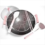 8 Piece 14 Preseasoned Double Handle Round Bottom Wok Set