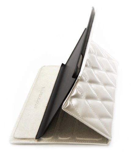 TEAM LUXURY STARFIRE WHITE PEARL Faux Patent Leather Protective Case for iPad 2 / iPad 3 / iPad 4 / The new iPad (Built-in magnet for sleep/wake feature)