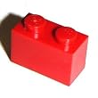 Lego Building Accessories 1 x 2 Red Brick, Bulk - 50 Pieces per Package