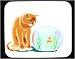 Mouse Pad with cat, fish, goldfish, bowl, watching