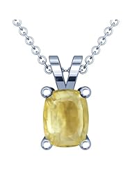 Platinum Cushion Cut Yellow Sapphire Solitaire Pendant