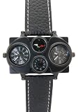 Oulm - Montre Homme - Quartz - Synth??tique - de deuxarqueurs dheurCompass rectangle sombrSport Watches