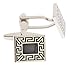 Unusual black enamel Grecian Key design cufflinks title=