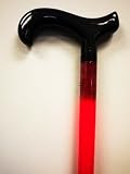 Carbon Fiber LED Red Light Walking Cane.  One Section and Derby Handle.  Stronger  and lighter weight carbon fiber cane has Red LED Light on shaft. It's very helpful in evening or dark lights. The carbon fiber cane is designed for user up to 300 lbs.
