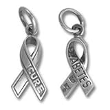 Sterling Silver Cure Diabetes Awareness Ribbon Charm