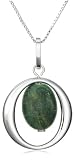 Sterling Silver Open Circle African Jade Pendant, 18"