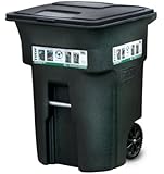 Toter 025596-R1GRS Residential Heavy Duty 2-Wheeled Trash Can with Attached Lid, 96-Gallon, Greenstone