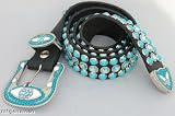 Leatherock Black Turquoise Studded Belt