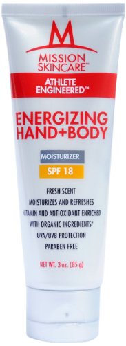 MISSION Skincare Energizing Hand+Body Lotion with SPF 18, 3-Ounce  Tube