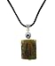 Necklace - N9 - Genuine Semi Precious Gemstone on Black Silky Satin Cord - Rectangular Shape ~ Crackle Agate