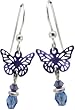 Sienna Sky Purple Butterfly Iridescent Earrings W/925 Sterling Silver Earwires