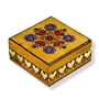 Wooden Box, 5259, Handcrafted Keepsake Box, Clear Wood with Hearts and Flowers, 3.25"x3.25".