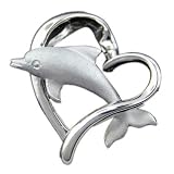 P143--Dolphin in Heart Pendant--Hawaiian Silver Jewelry