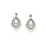 Sterling Silver Marcasite and Fresh Water Pearl Earrings
