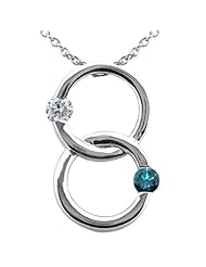 0.54 Ct Round G/H and Blue Diamond 18K White Gold Pendant
