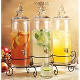 Set of Three Glass Gallon Drink Dispenser with Stand , Good Bar Equipment Very Elegant. Hold together 1.5 Gallon