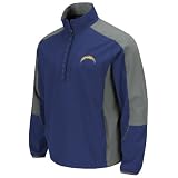 NFL San Diego Chargers Determination Adult Long Sleeved Lightweight Performance Pullovr Jacket, Athletic Navy/Storm Gray, X-Large