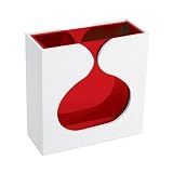 DonnieAnn Red Glass Vase with White Wooden Case 8-1/4"H