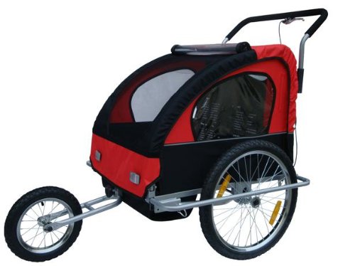 Red And Black Kids Bike Trailer Suspension Childrens Stroller Jogger With Suspension 1 Or 2 Children Picture