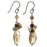 Handmade Pink Freshwater Pearl Earrings With Topaz, Citrine & Sterling Silver