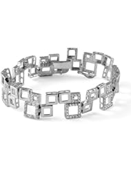 Sterling Silver Cubic Zirconia 19.60gm Antique Style Fashion Bracelet Womens 7"