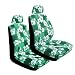 - 	 Set of 2 Universal Fit Hawaiian Low Back Front Bucket Seat Cover With Separate Headrest Cover for Seats - Green Hawaii Hibiscus Floral Print