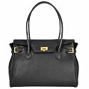 Fontanelli Black Embossed Leather Large Satchel Bag