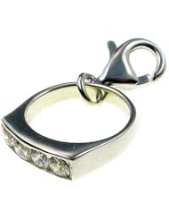 Welded Bliss Sterling 925 Silver Charm Engagement Ring Set 4 Cz Gemstones, Clip Fit WBC1142