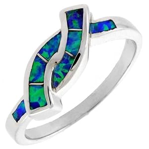 Sterling Silver, Synthetic Opal Inlay Friendship Knot Ring, 3/16″ (5.5 mm) Wide, size 6