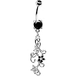 Black Clear Zirconia Flower Vine Trio Belly Ring